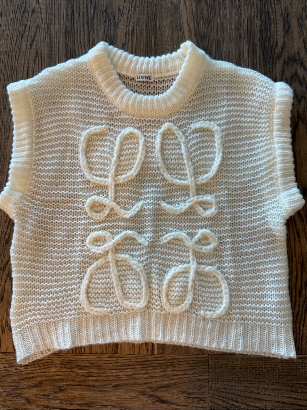 Loewe Cream Cable-Embellished Sleeveless Knit Vest